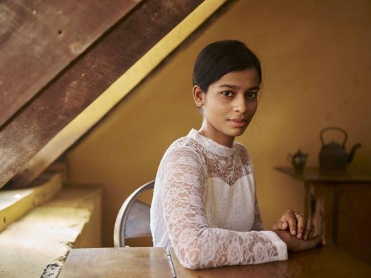 indian girl with white and lace dress