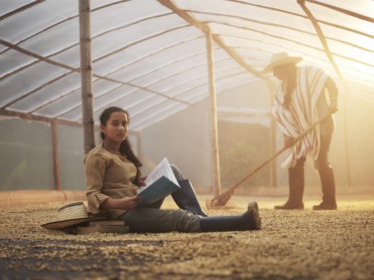 Girl studying in a coffee 