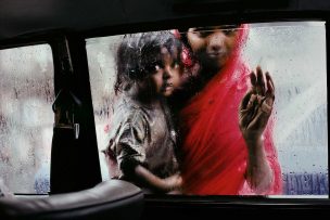 Mother and child at car window