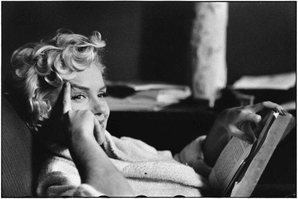 marilyn monroe reading a book by Elliott Erwitt