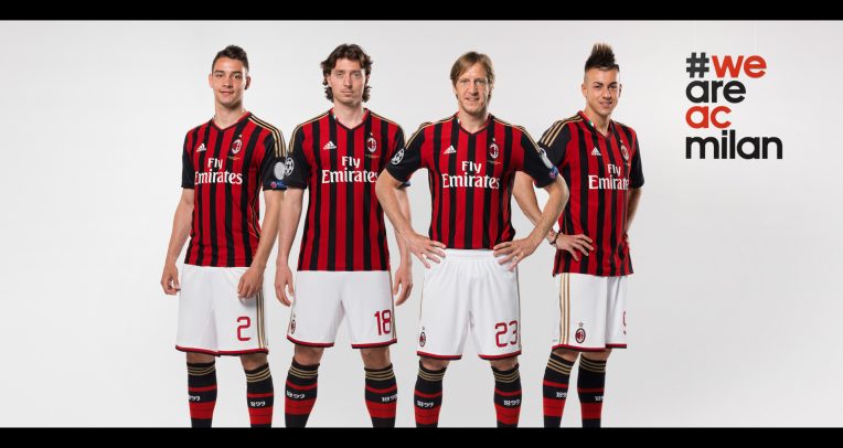 AC Milan advertising with Mattia De Sciglio Riccardo Montolivo Stephan El Shaarawy and 