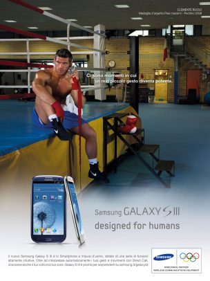 Samsung advertising with Clemente Russo training on the ring