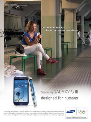 Samsung advertising with Valentina Vezzali at the gym