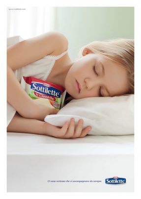 Kraft Advertising with a young girl sleeping
