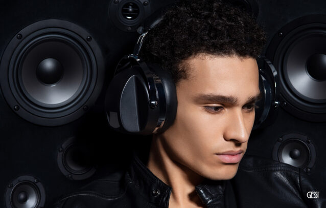 man with headphones for Gessi by Susi Belianska