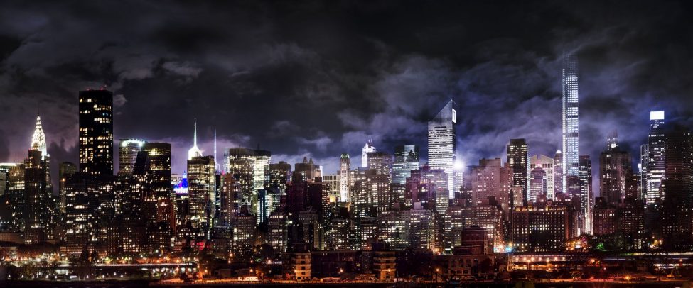 landscape of a city with skyscrapers