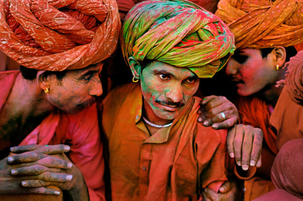men at holi festival