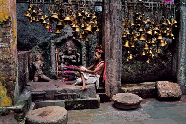 Indian man with many bells