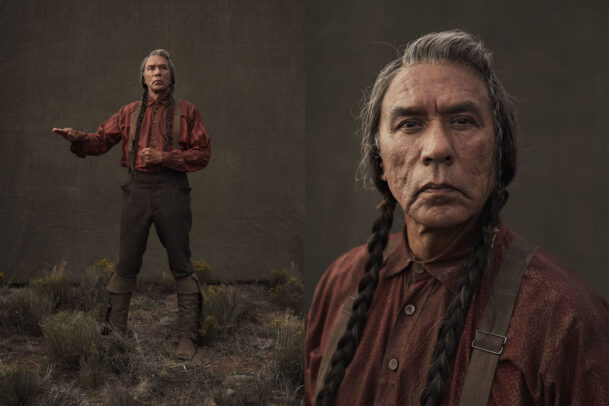Wes Studi on the set of HOSTILES 