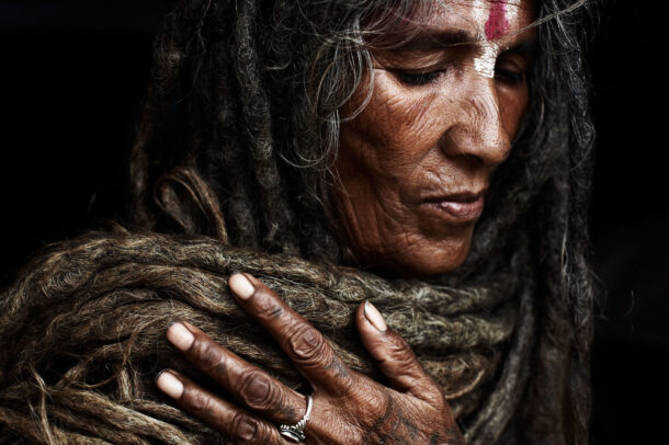 woman with closed eyes, 