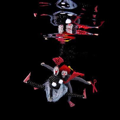 Clown laughing underwater
