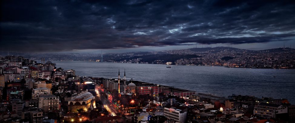 landscape of the Bosphorus at dusk