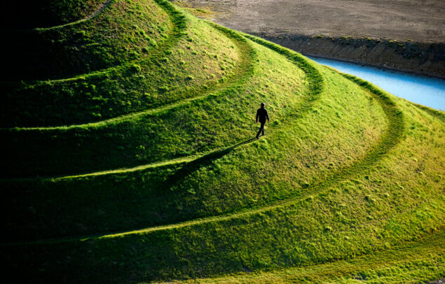 Man Walks on Crawick Multiverse. Scotland