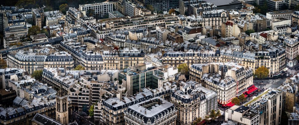 aerial view of streets of a city