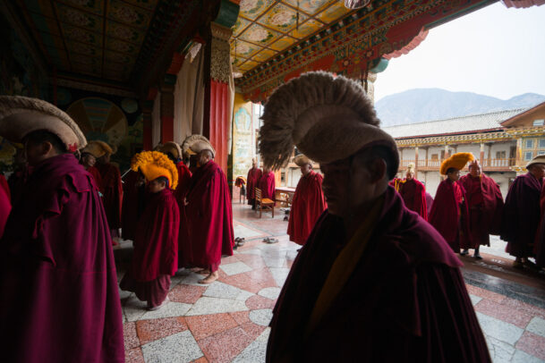 Buddhist monks of the yellow hat sect 