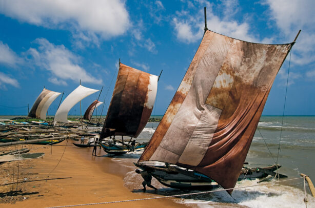 Fishermen on Negombo Beach in Sri Lanka